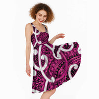 Aotearoa Maori Kowhaiwhai Midi Dress Mawhero Puhoro and Patiki