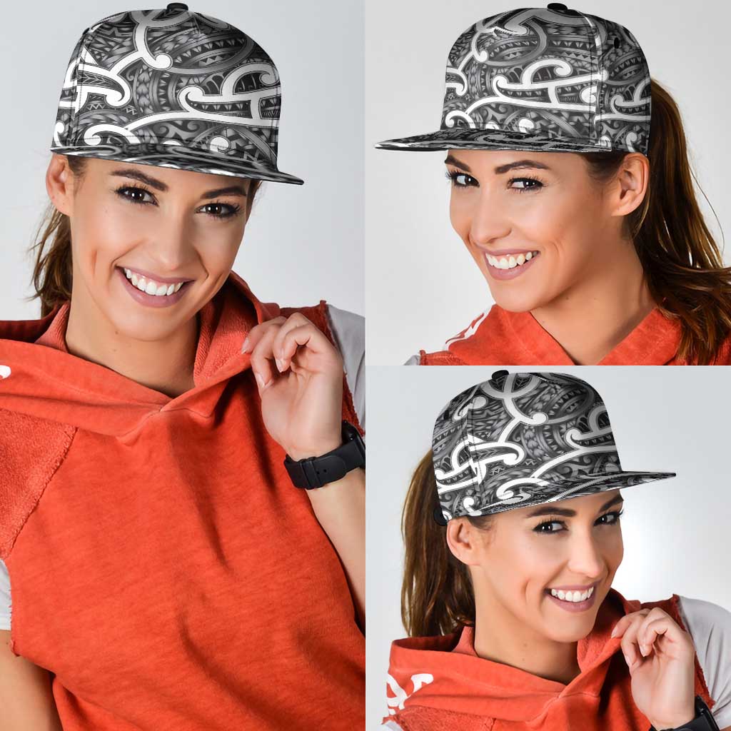 Aotearoa Maori Kowhaiwhai Snapback Cap Kiwikiwi Puhoro and Patiki