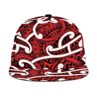 Aotearoa Maori Kowhaiwhai Snapback Cap Whero Puhoro and Patiki LT9 One Size Red - Polynesian Pride