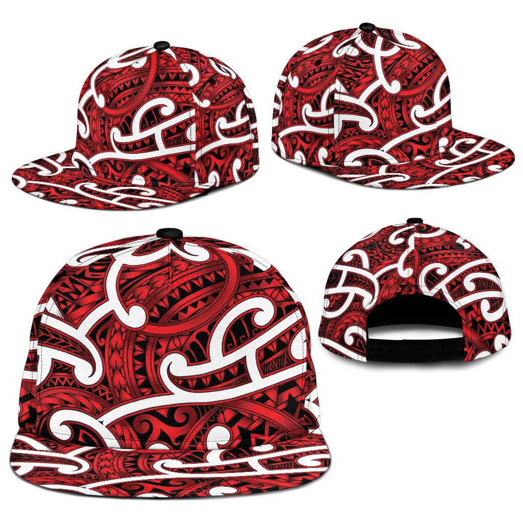 Aotearoa Maori Kowhaiwhai Snapback Cap Whero Puhoro and Patiki LT9 - Polynesian Pride