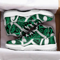 Aotearoa Maori Kowhaiwhai Sneakers J11 Kakariki Puhoro and Patiki