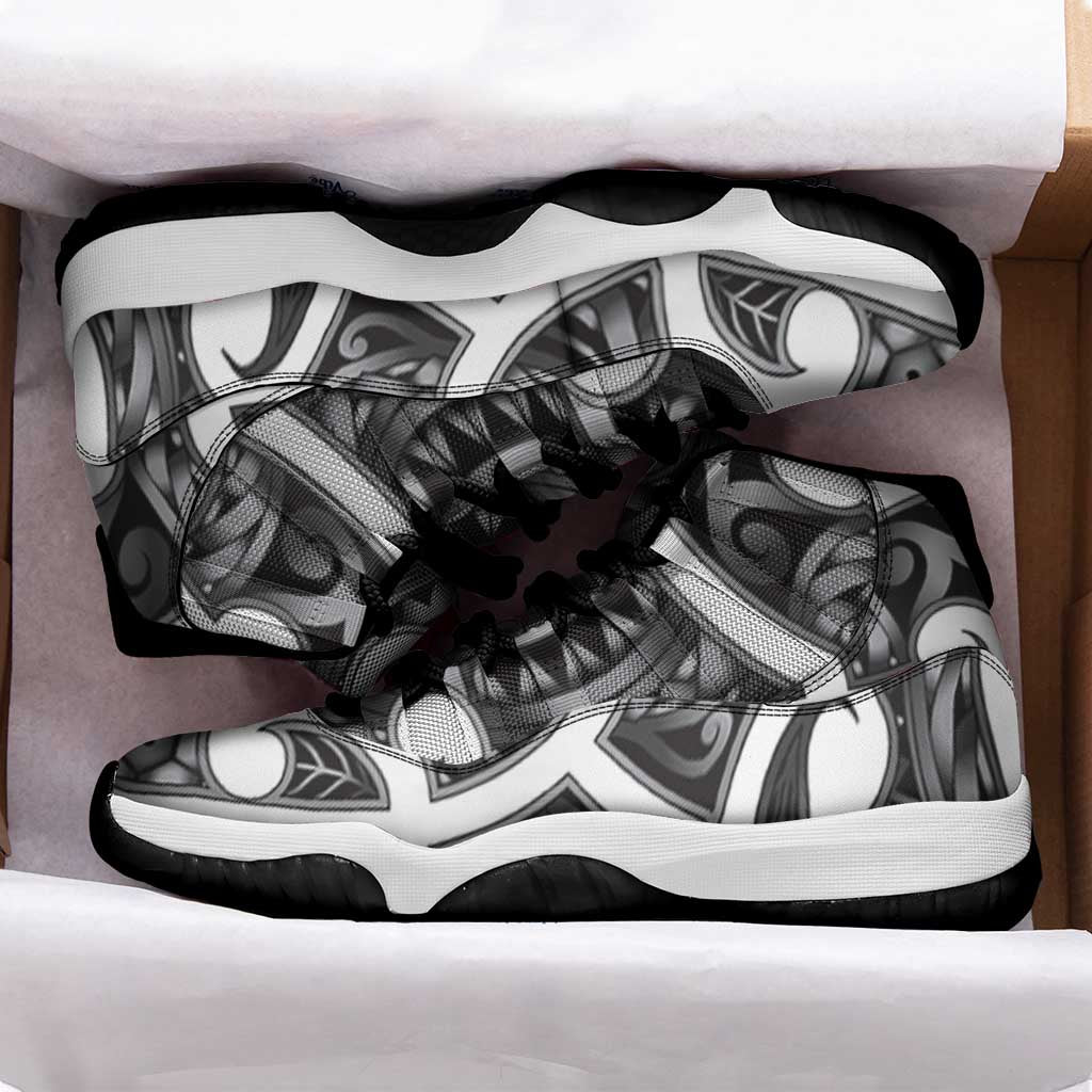 Aotearoa Maori Kowhaiwhai Sneakers J11 Kiwikiwi Puhoro and Patiki