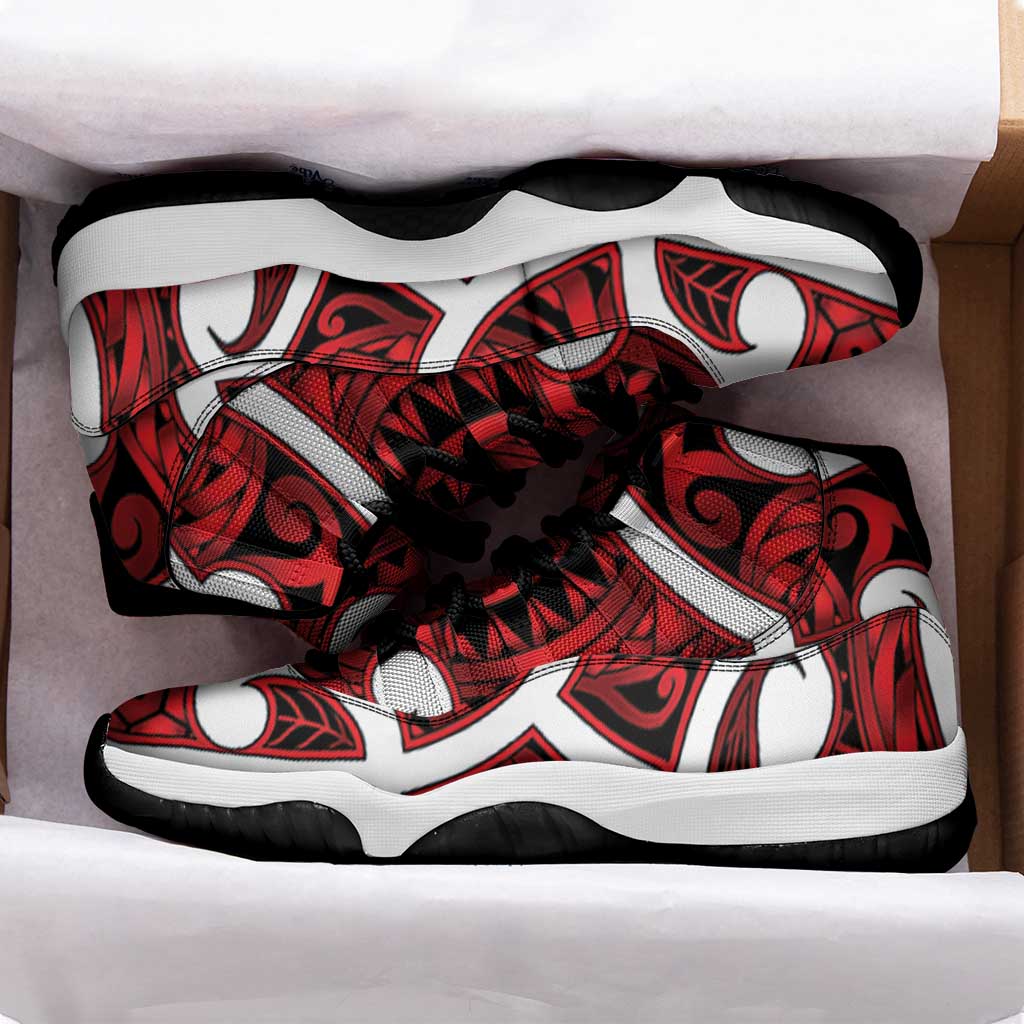 Aotearoa Maori Kowhaiwhai Sneakers J11 Whero Puhoro and Patiki