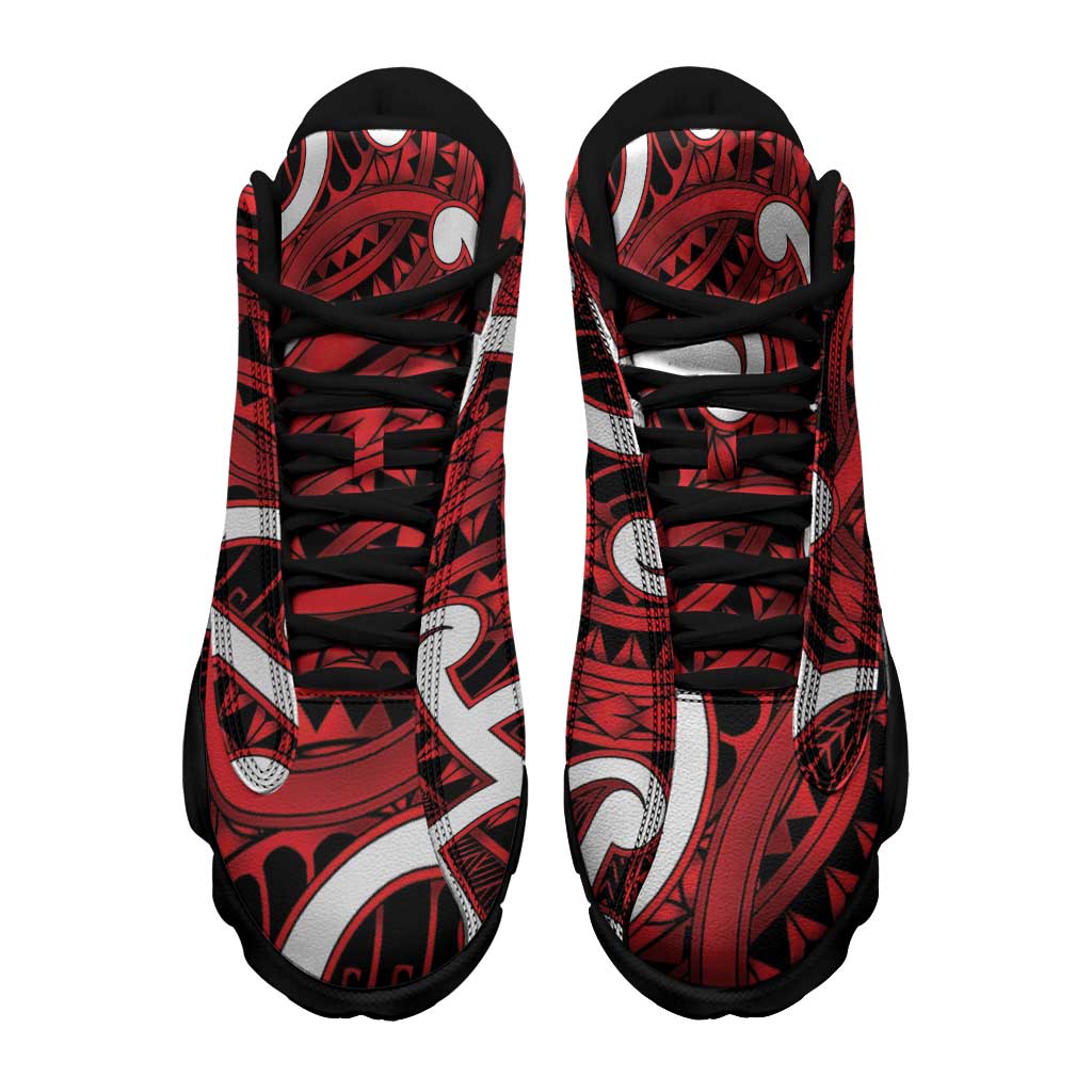 Aotearoa Maori Kowhaiwhai Sneakers J13 Whero Puhoro and Patiki