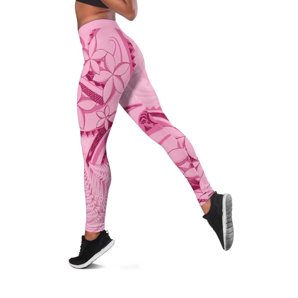 Aotearoa Maori Leggings Pink Fern Ribbons - Polynesian Pride