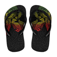 Aotearoa Moko Tribal Tattoo Flip Flops New Zealand Maori Penguin and Fantail Reggae Style LT03 - Polynesian Pride