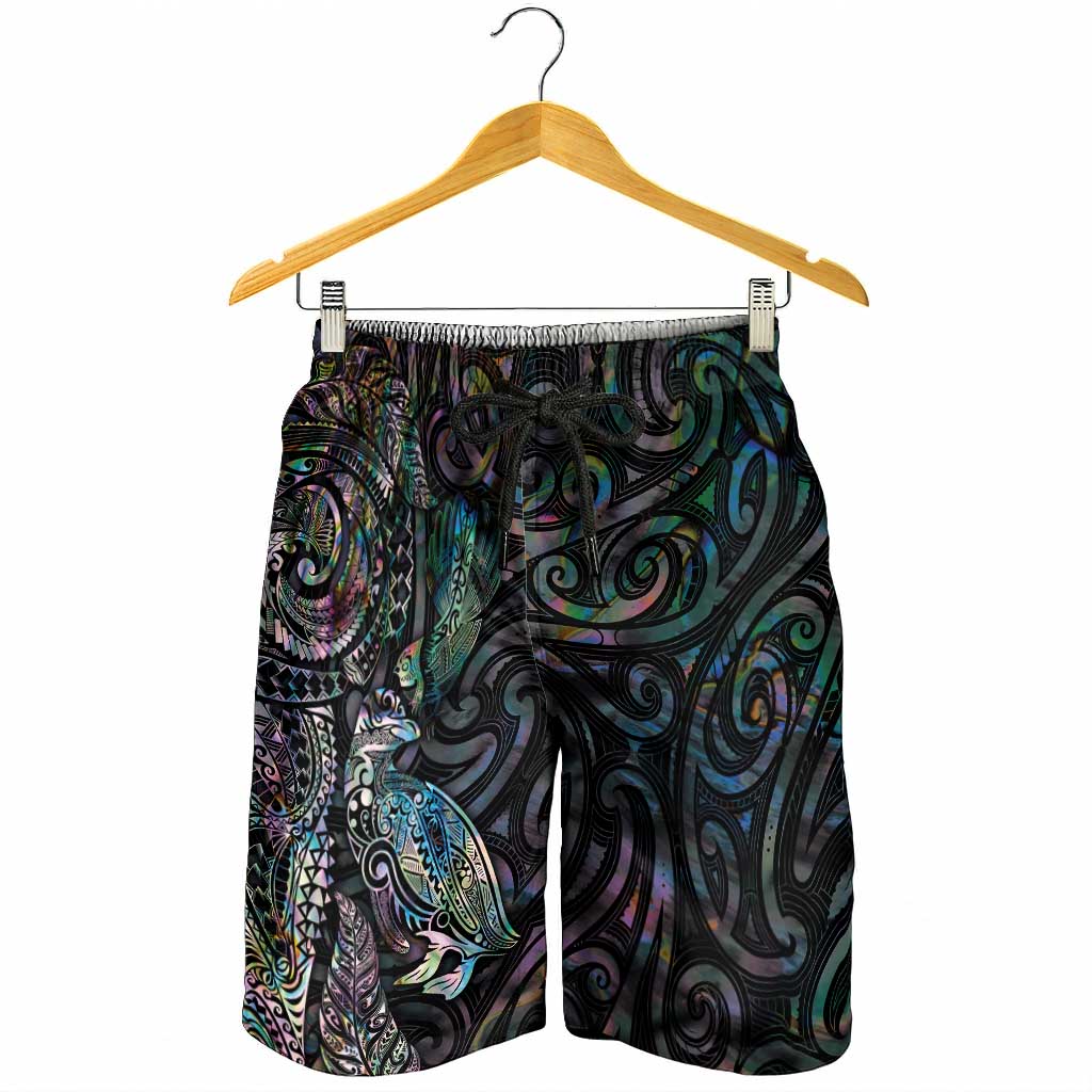 Aotearoa Moko Tribal Tattoo Shorts for Men New Zealand Maori Penguin and Fantail Paua Shell Style LT03 - Polynesian Pride