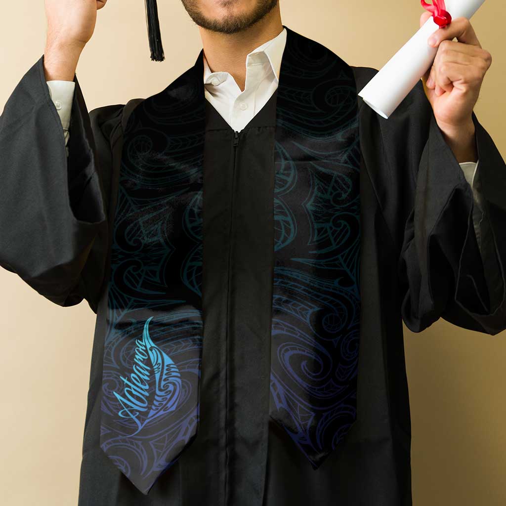 Aotearoa New Zealand Graduation Stole Koru Fern Blue Gradient