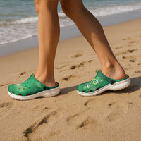 Aotearoa New Zealand New Year Clogs Shoes Tribal Koru Tattoo Green Galaxy Maori Silver Fern LT03 - Polynesian Pride