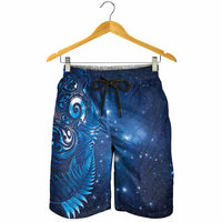 Aotearoa New Zealand New Year Shorts for Men Tribal Koru Tattoo Blue Galaxy Maori Silver Fern LT03 - Polynesian Pride