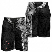 Aotearoa Volleyball Shorts for Men Silver Ferns and Maori Tribal Black