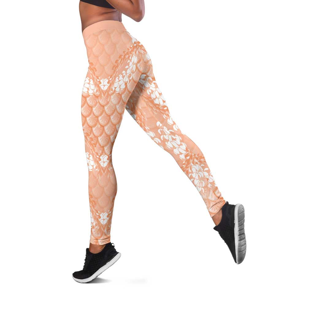 Apricot Mermaid Puakenikeni Maile Lei Leggings