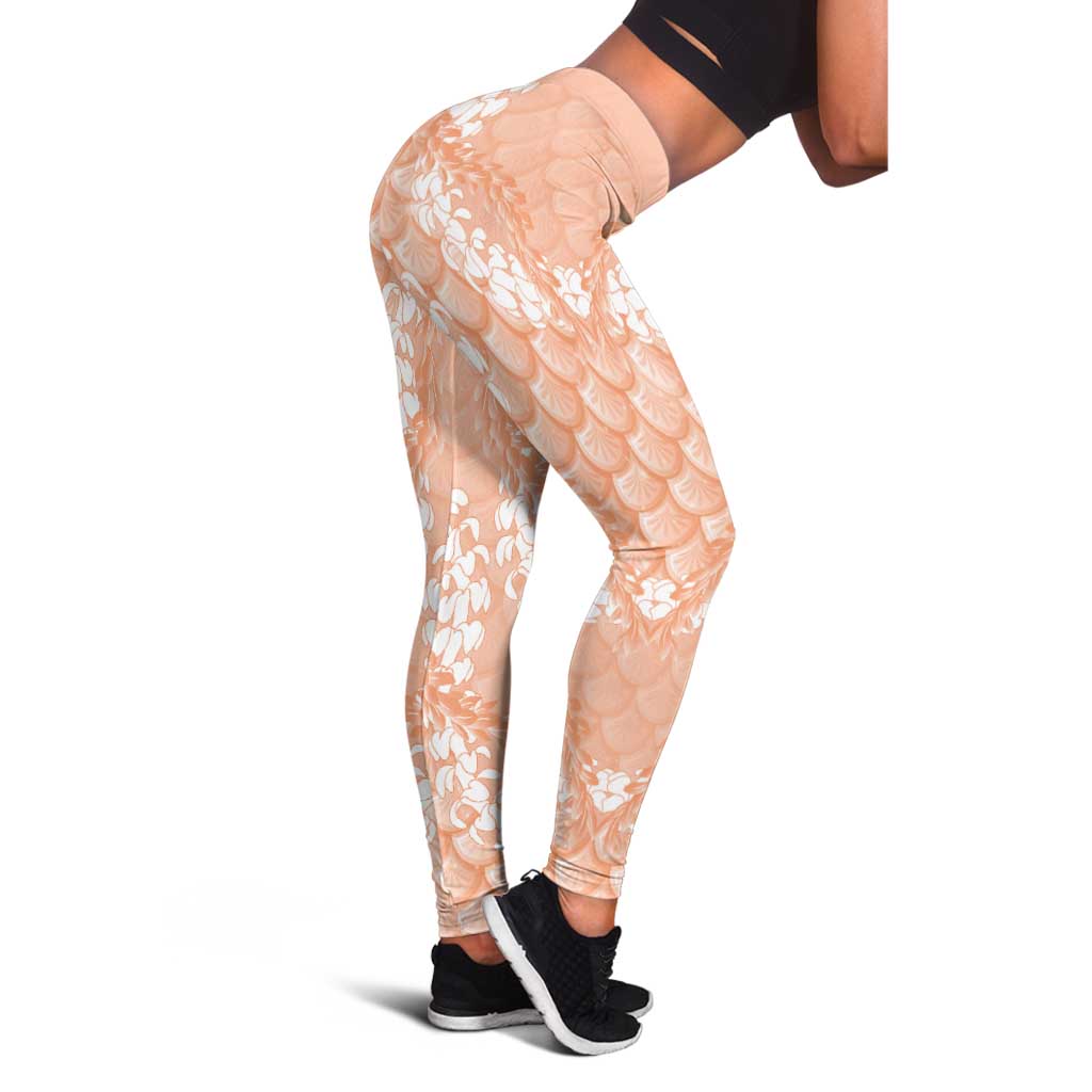 Apricot Mermaid Puakenikeni Maile Lei Leggings