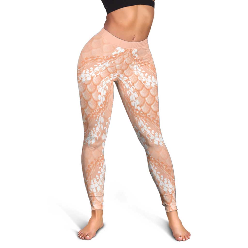 Apricot Mermaid Puakenikeni Maile Lei Leggings