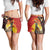 Australia and Papua New Guinea Together Shorts for Women Bird-of-paradise and Kangaroo with Oro Tapa and Aboriginal Art Motifs - Polynesian Pride
