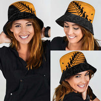 Australia New Zealand Rugby Bucket Hat Gold Aboriginal Wallabies and Maori Black Fern - Polynesian Pride