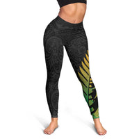 Australia New Zealand Rugby Leggings Gradient Aboriginal Wallabies and Maori Black Fern - Polynesian Pride