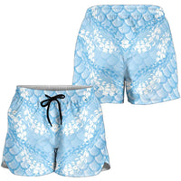 Baby Blue Mermaid Puakenikeni Maile Lei Shorts for Women