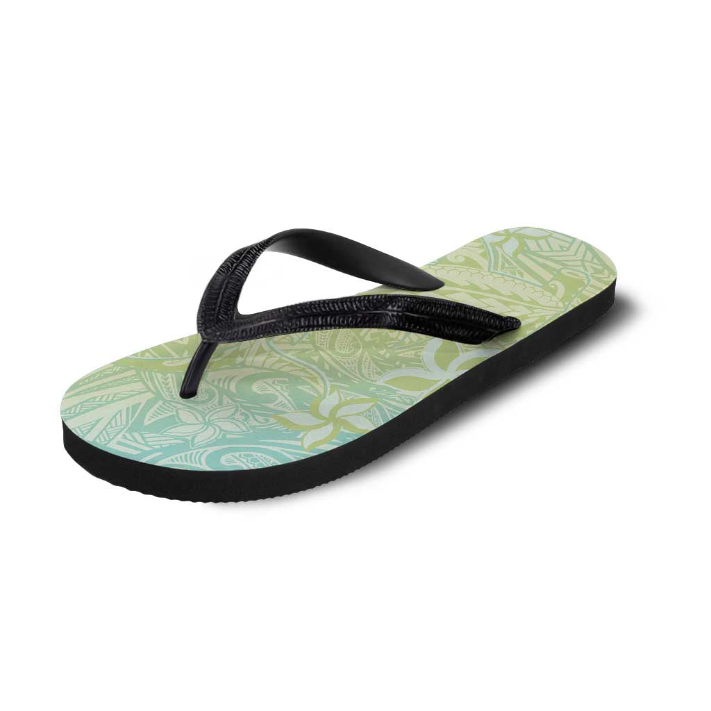 Baby Green Gradient Polynesia Flip Flops Hawaiian Tribal Hammerhead Shark Tattoo - Polynesian Pride