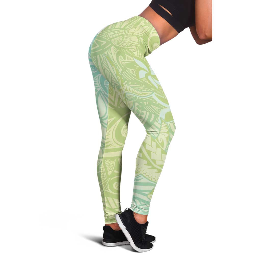 Baby Green Gradient Polynesia Leggings Hawaiian Tribal Hammerhead Shark Tattoo - Polynesian Pride