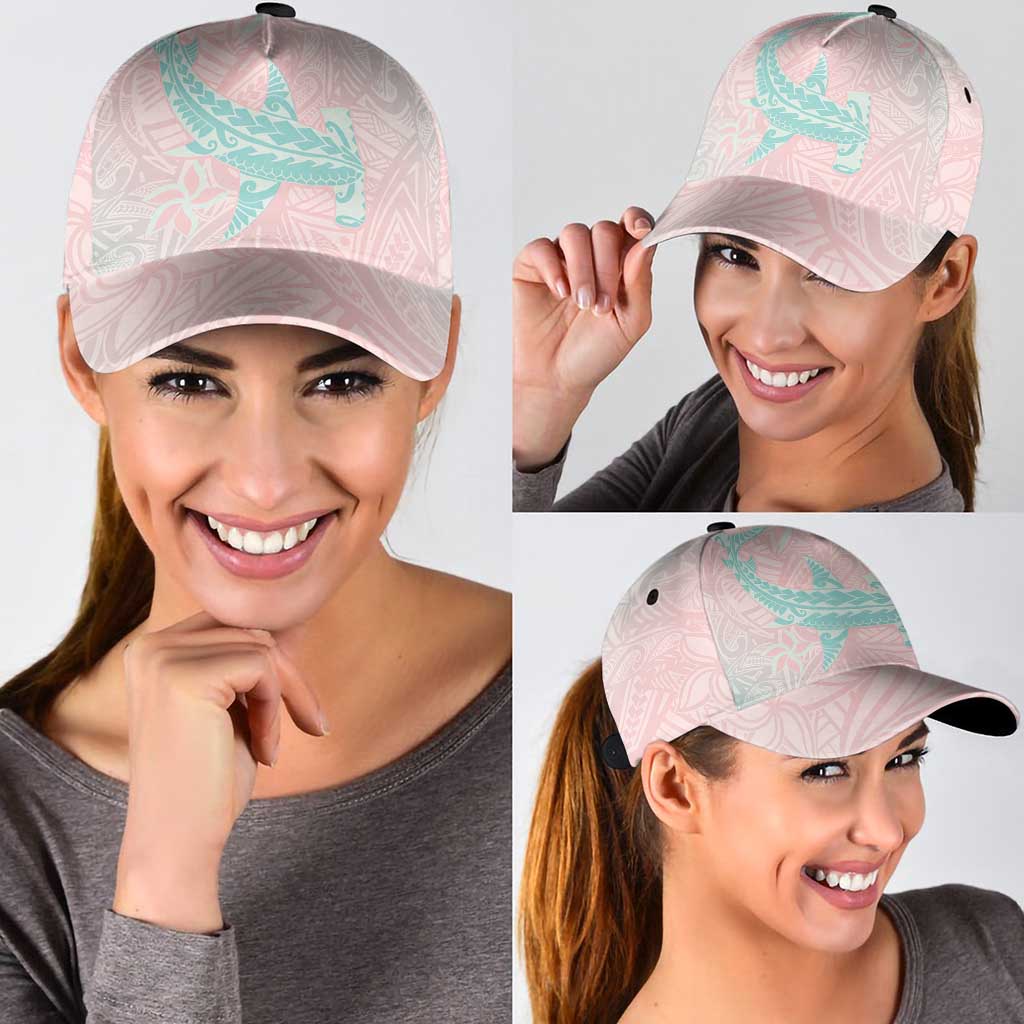 Baby Pink Gradient Polynesia Classic Cap Hawaiian Tribal Hammerhead Shark Tattoo LT14