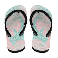 Baby Pink Gradient Polynesia Flip Flops Hawaiian Tribal Hammerhead Shark Tattoo - Polynesian Pride