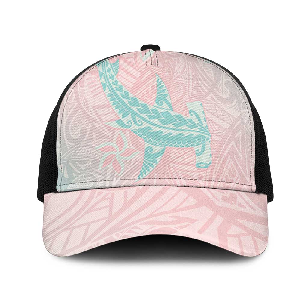 Baby Pink Gradient Polynesia Mesh Trucker Cap Hawaiian Tribal Hammerhead Shark Tattoo - Polynesian Pride