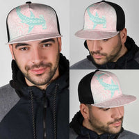 Baby Pink Gradient Polynesia Mesh Trucker Cap Hawaiian Tribal Hammerhead Shark Tattoo - Polynesian Pride
