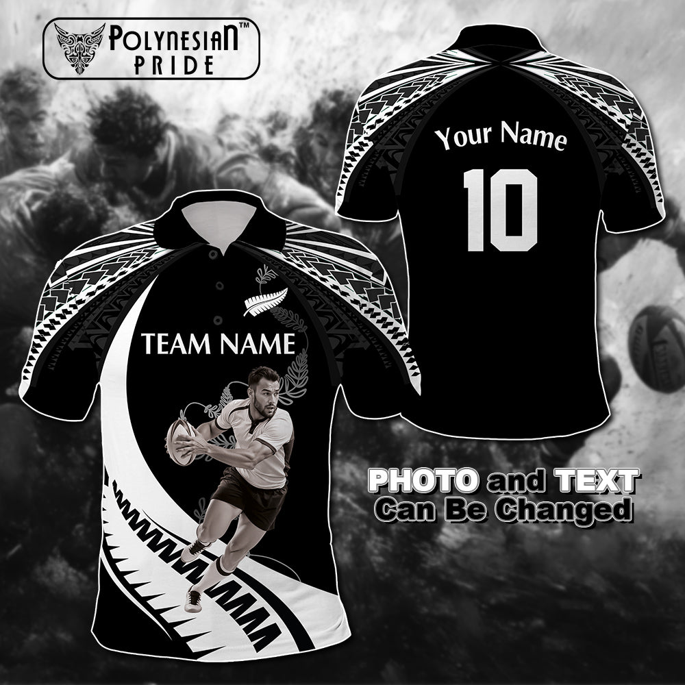 Custom Photo New Zealand Rugby-Aotearoa Armour Blacks Silver Ferns Polo Shirt