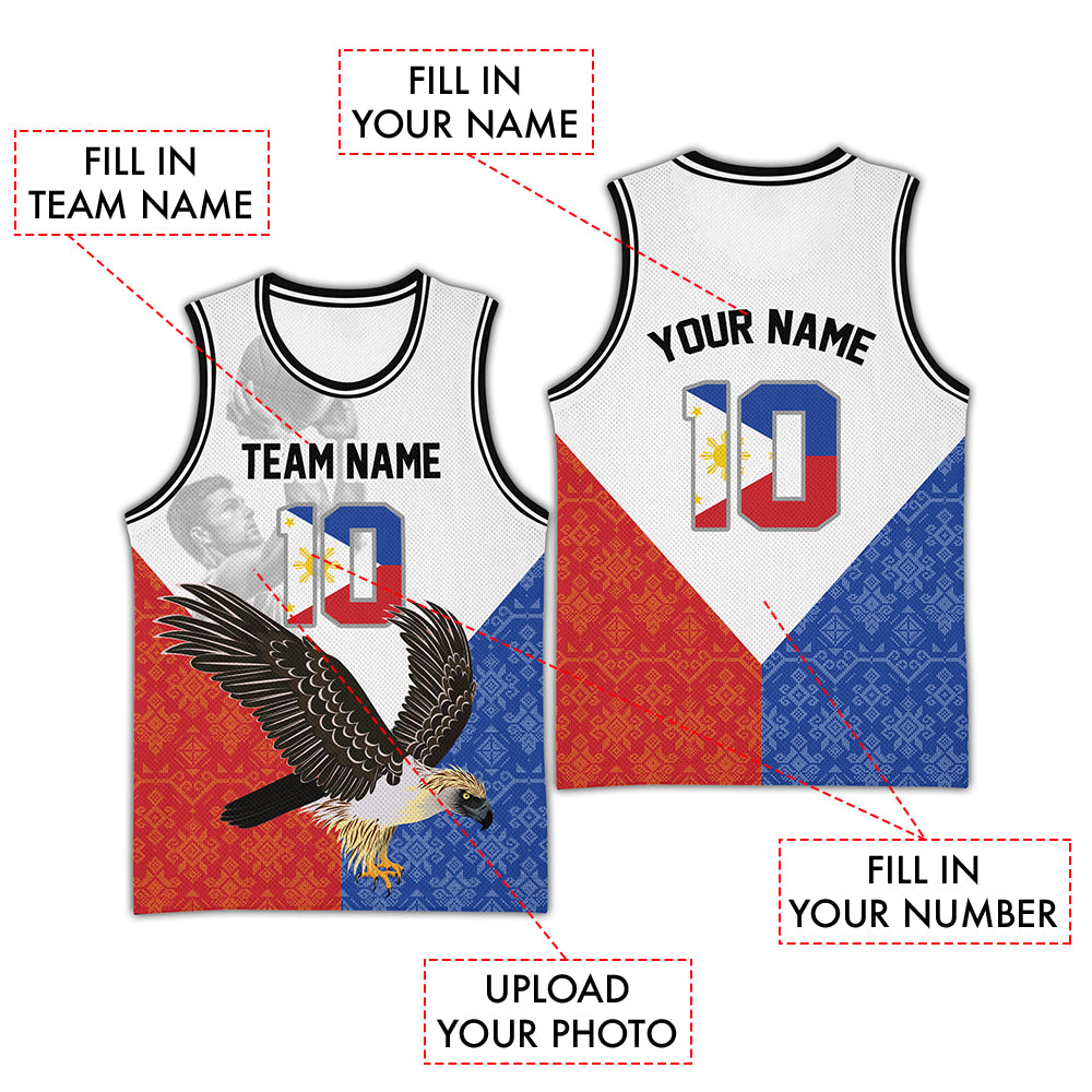 Custom Photo Philippines Basketball Jersey Pilipinas Eagle
