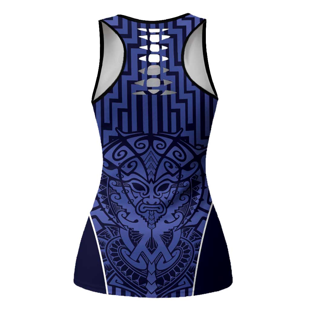 Basketball New Zealand Hollow Tank Top Blue Maori Ta Moko Indigenous - Polynesian Pride