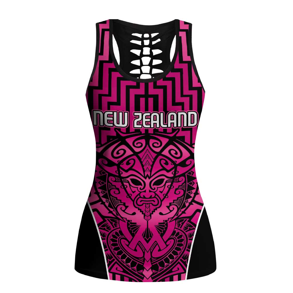 Basketball New Zealand Hollow Tank Top Pink Maori Ta Moko Indigenous - Polynesian Pride