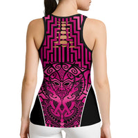 Basketball New Zealand Hollow Tank Top Pink Maori Ta Moko Indigenous - Polynesian Pride
