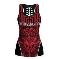 Basketball New Zealand Hollow Tank Top Red Maori Ta Moko Indigenous - Polynesian Pride