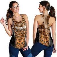 Basketball New Zealand Women Racerback Tank Gold Maori Ta Moko Indigenous - Polynesian Pride