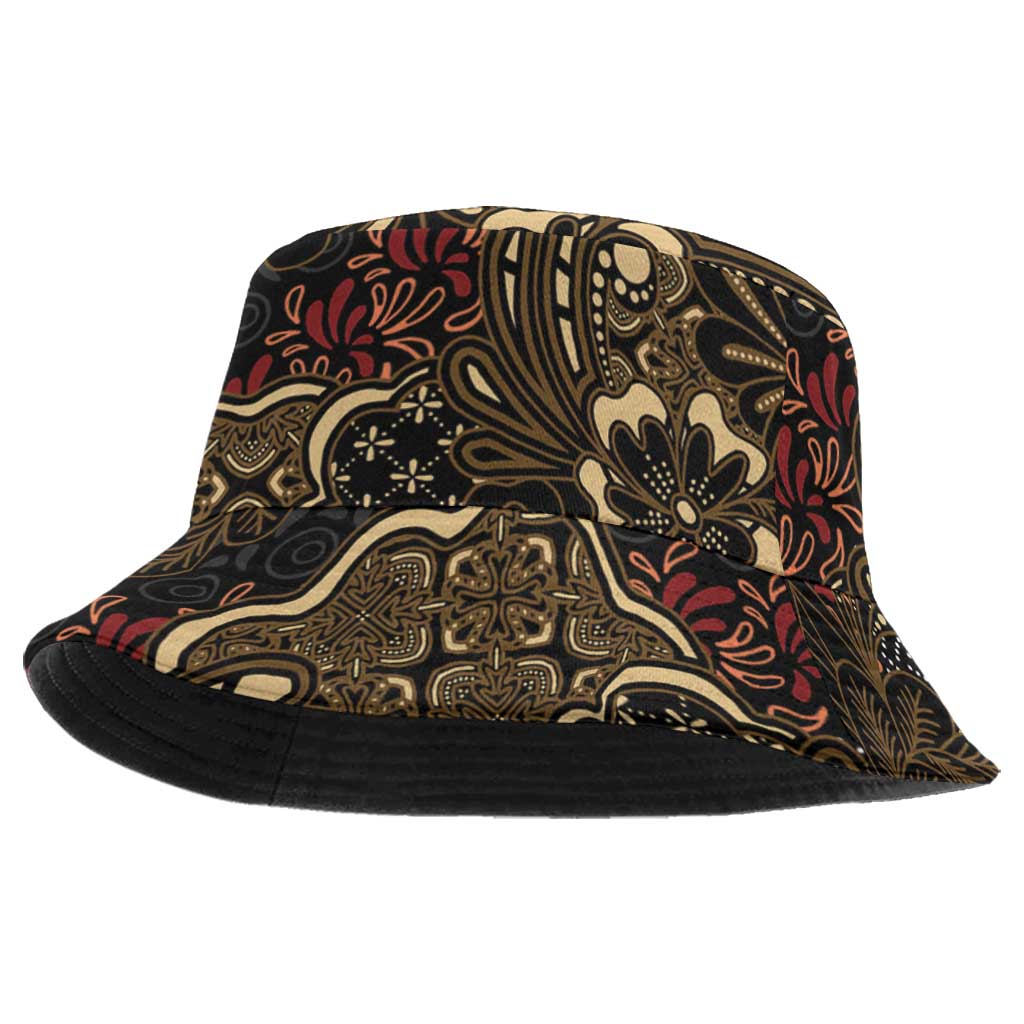 Batik Sekar Jagad Bucket Hat Indonesian Traditional Pattern LT01 One Size Black - Polynesian Pride