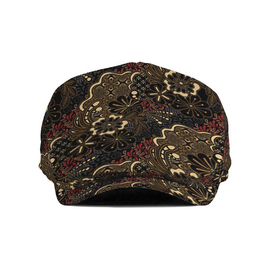 Batik Sekar Jagad Jeff Hat Indonesian Traditional Pattern LT01 Black - Polynesian Pride