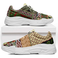 Beige Aotearoa Kowhaiwhai Pattern Chunky Sneakers NZ Maori Quilt Style - Polynesian Pride