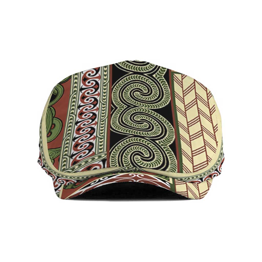 Beige Aotearoa Kowhaiwhai Pattern Jeff Hat NZ Maori Quilt Style - Polynesian Pride
