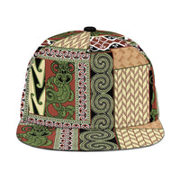 Beige Aotearoa Kowhaiwhai Pattern Snapback Cap NZ Maori Quilt Style - Polynesian Pride