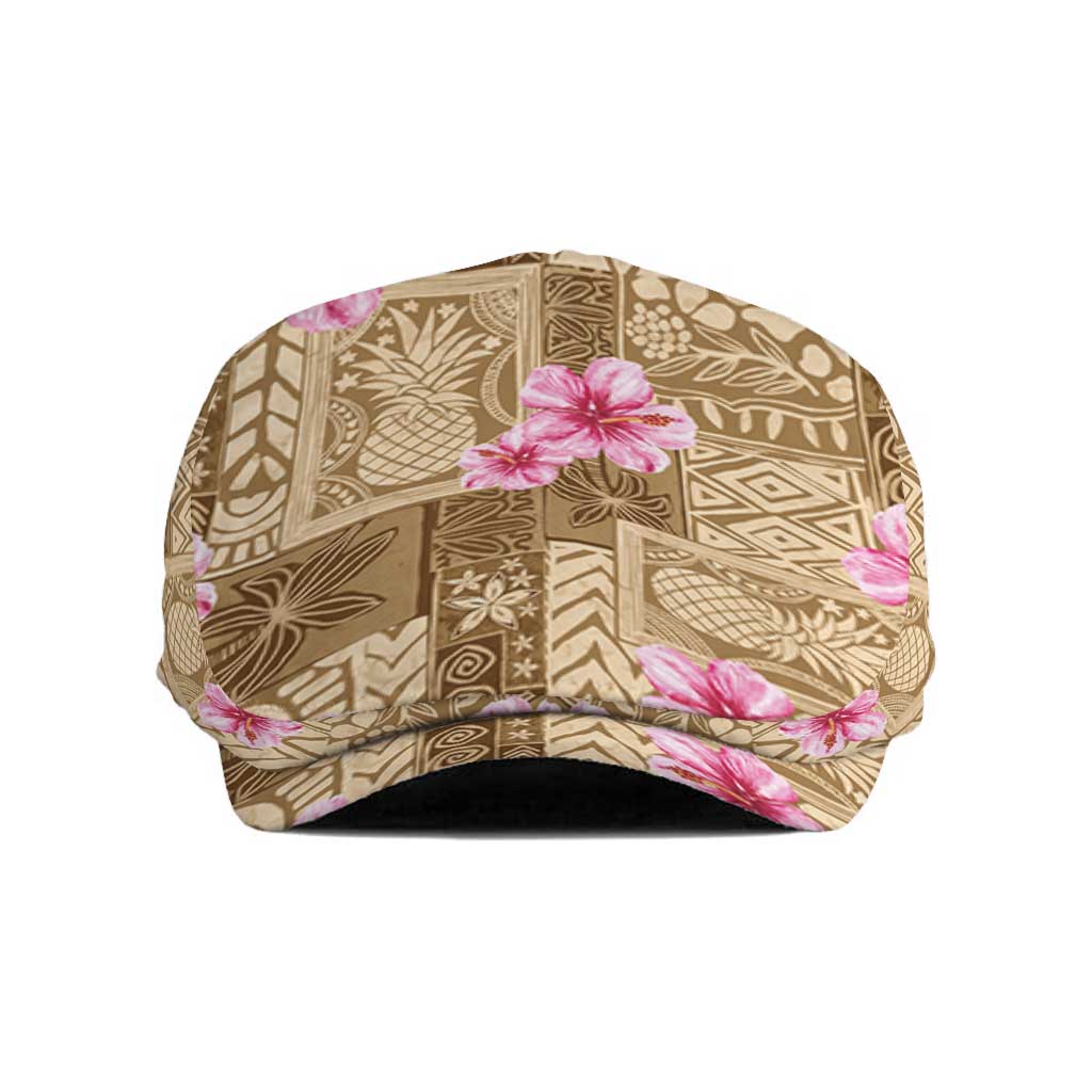 Beige Hawaii Hibiscus Tropical Flowers Motifs Jeff Hat - Polynesian Pride