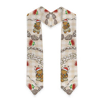 Beige Palaka Hawaii Mele Kalikimaka Graduation Stole Ohia Lehua Shell Leis Funny Gingerbread Santa - Polynesian Pride