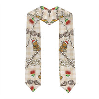 Beige Palaka Hawaii Mele Kalikimaka Graduation Stole Ohia Lehua Shell Leis Funny Gingerbread Santa - Polynesian Pride