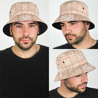 Beige Palaka Quilt Hawaii Bucket Hat Traditional Hawaii-plaid Pattern - Polynesian Pride