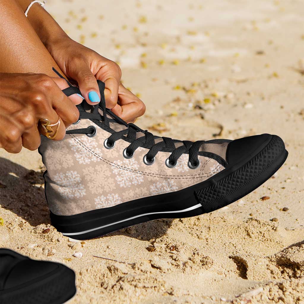 Beige Palaka Quilt Hawaii High Top Shoes Traditional Hawaii-plaid Pattern - Polynesian Pride