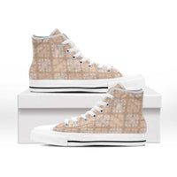 Beige Palaka Quilt Hawaii High Top Shoes Traditional Hawaii-plaid Pattern - Polynesian Pride