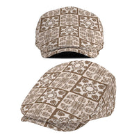 Beige Palaka Quilt Hawaii Jeff Hat Hawaiian Tropical Monstera Sea Turtle