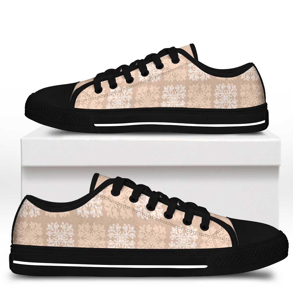 Beige Palaka Quilt Hawaii Low Top Shoes Traditional Hawaii-plaid Pattern - Polynesian Pride