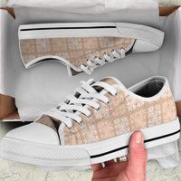 Beige Palaka Quilt Hawaii Low Top Shoes Traditional Hawaii-plaid Pattern - Polynesian Pride