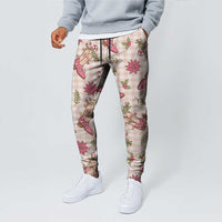 Beige Paniolo Palaka Hawaiian Cowgirl Christmas Jogger Pants - Polynesian Pride